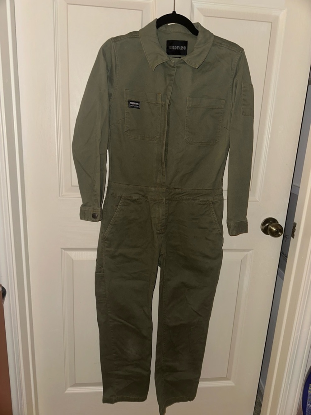 Wildfang The Essential Coverall long sleeve Olive Utility Jumpsuit XS